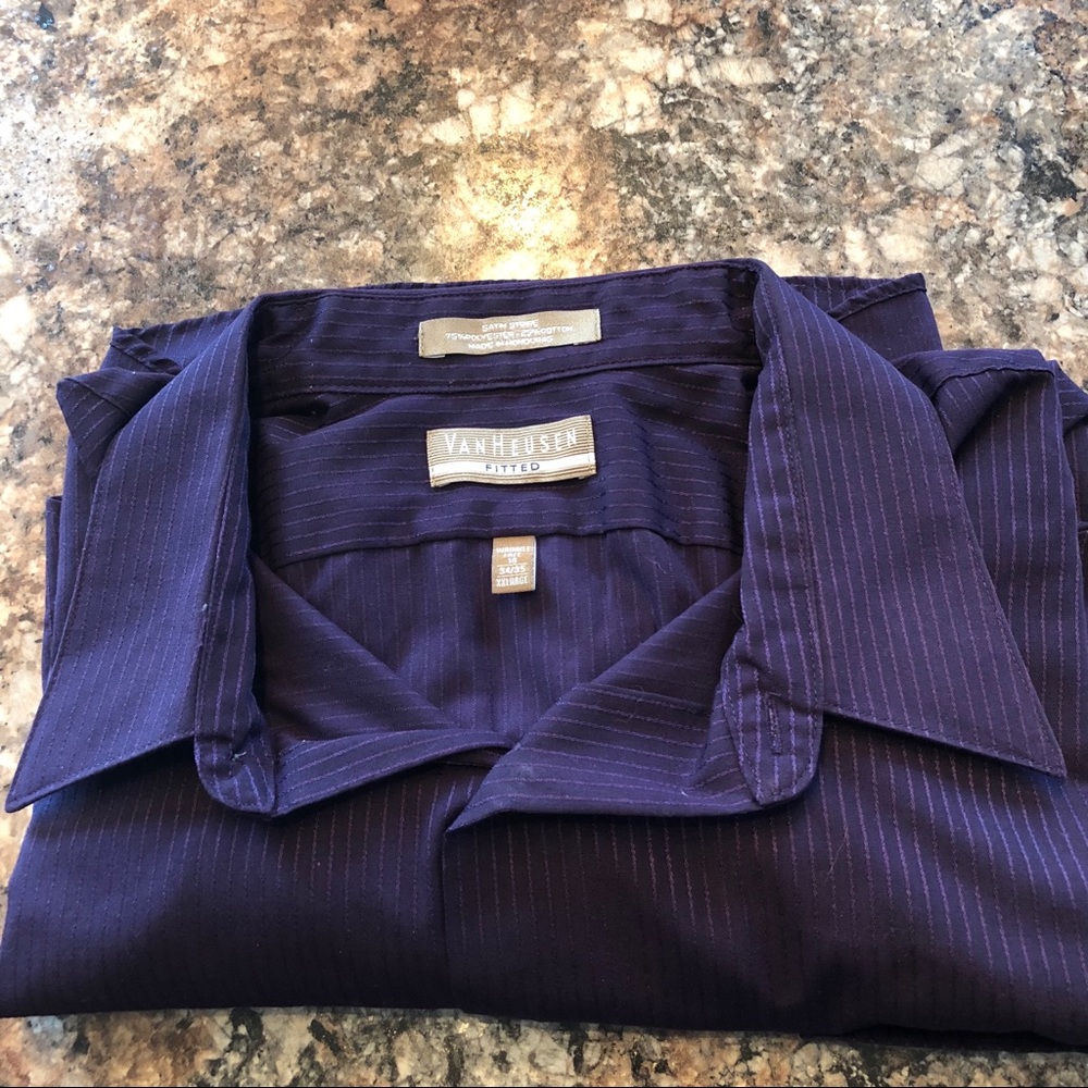 Men’s purple dress shirt with satin pin stripe